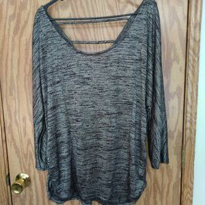 Faded Glory Stretchy Shimmery Black & Gray Top, Size 2X